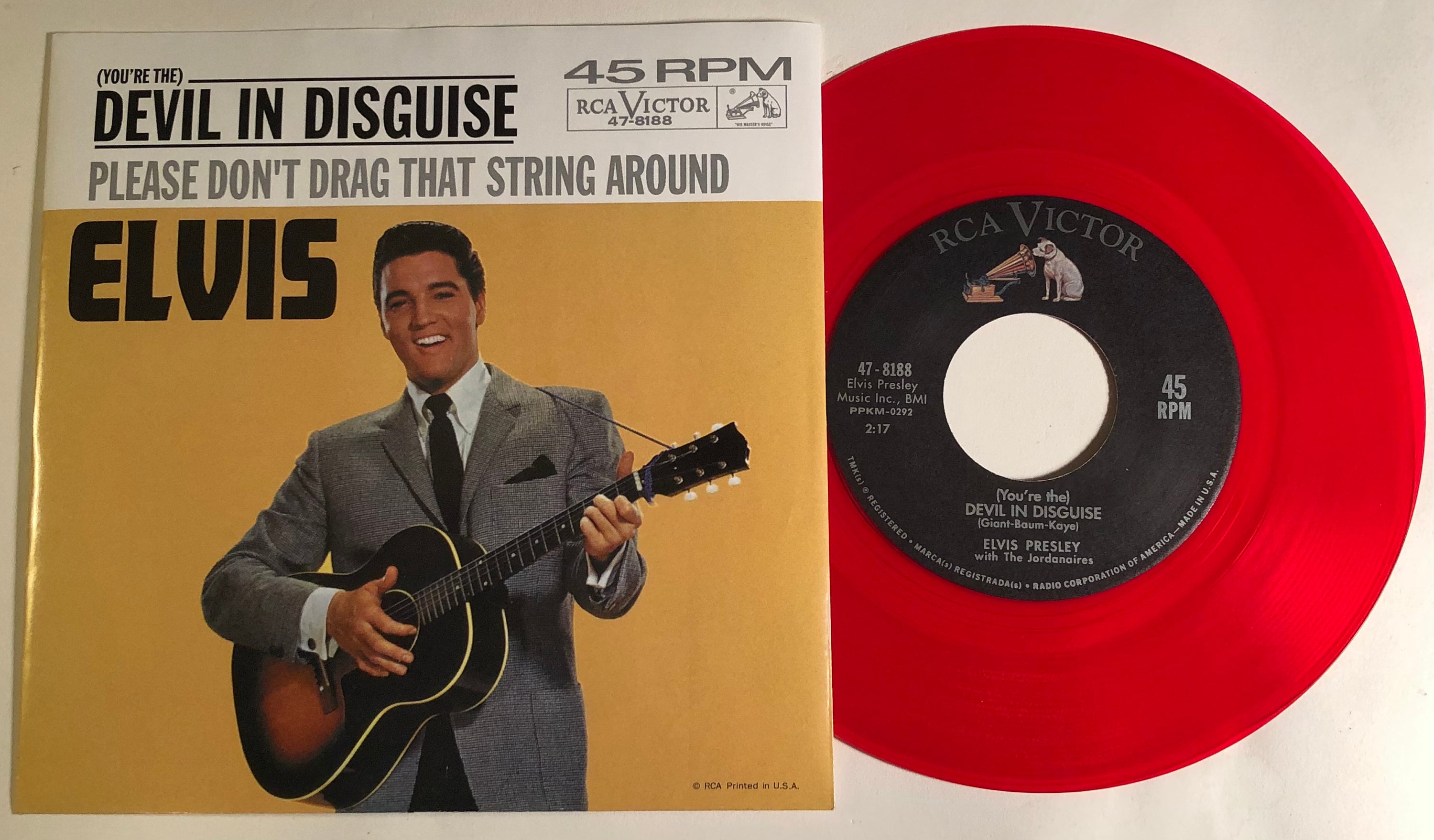 Elvis Presley / you're The Devil in Disguise / RCA Red Vinyl 45 W PS / Mint - Etsy